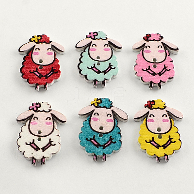 2-Hole Printed Wooden Buttons X-BUTT-R031-108-1