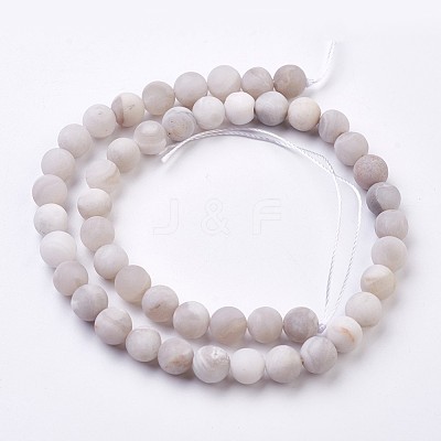 Natural White Agate Bead Strands G-J376-02-8mm-1