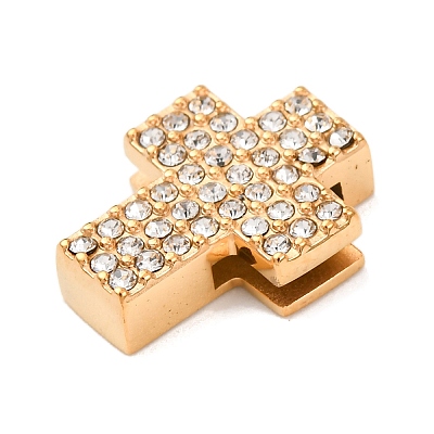 304 Stainless Steel Rhinestone Slide Charms STAS-P421-04D-G-1