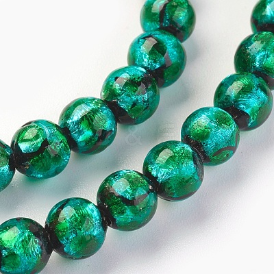 Handmade Silver Foil Glass Lampwork Beads LAMP-P051-G09-6mm-1