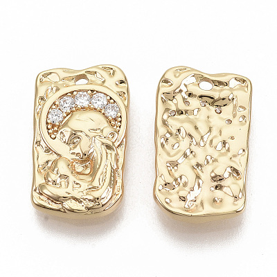 Brass Micro Pave Cubic Zirconia Pendants KK-T051-05G-NF-1