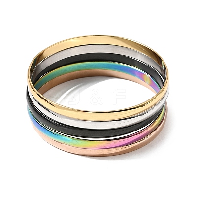 304 Stainless Steel Plain Bangles for Women Men BJEW-Z167-01M-04-1