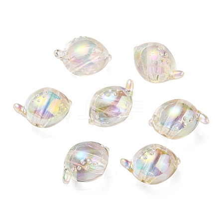 UV Plating Rainbow Iridescent Acrylic Beads OACR-F004-07F-1