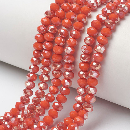 Electroplate Opaque Solid Color Glass Beads Strands EGLA-A034-P2mm-K08-1