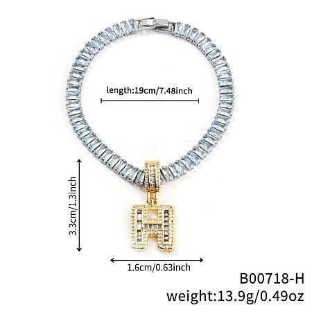 Fashionable Brass Micro Pave Clear Cubic Zirconia Charm Bracelets AF9298-8-1