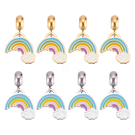 8Pcs 2 Colors 304 Stainless Steel European Dangle Charms STAS-DC0010-74-1
