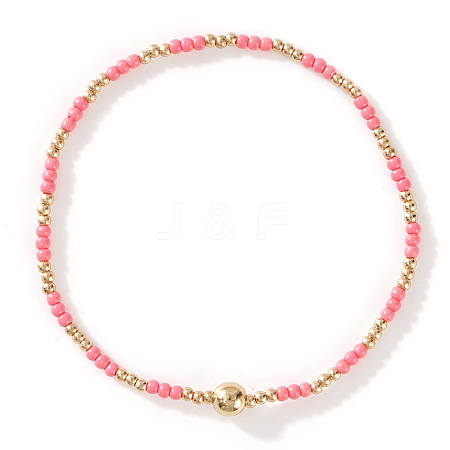 Glass Seed Beads & CCB Beads Stretch Bracelets TB4137-23-1