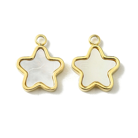 Ion Plating(IP) 304 Stainless Steel Pave Shell Star Charms X-FIND-Z028-26G-1