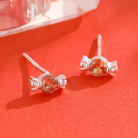 999 Sterling Silver Cubic Zirconia Candy Stud Earrings FS-WG7BAD4-03-1
