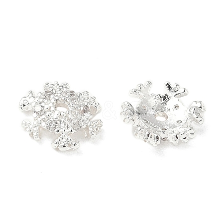 Brass Micro Pave Clear Cubic Zirconia Bead Caps KK-A254-09S-1