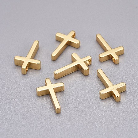 Brass Tiny Cross Charms X-KK-L189-05G-1
