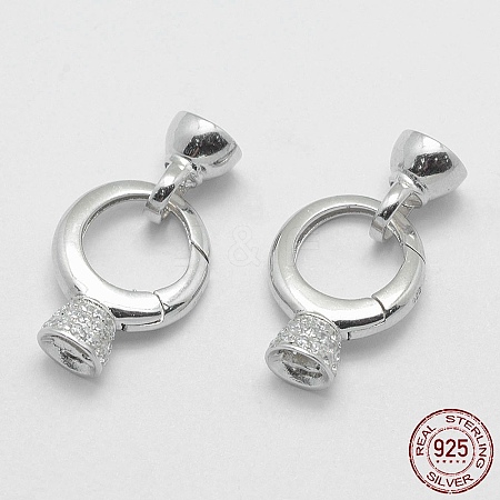 Anti-Tarnish Rhodium Plated 925 Sterling Silver Key Clasps STER-E056-048P-1