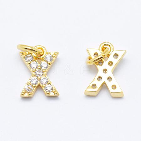 Brass Micro Pave Grade AAA Cubic Zirconia Charms ZIRC-P067-11G-X-NR-1