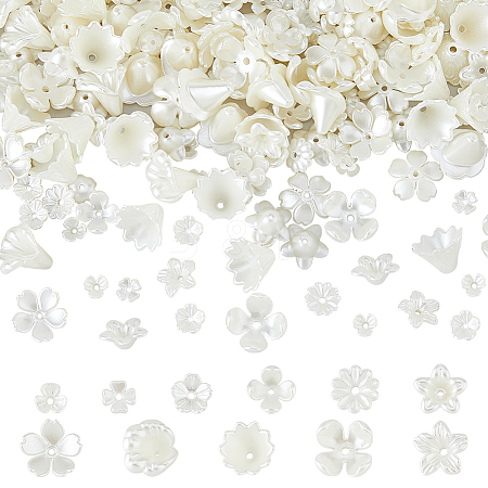 360Pcs 11 Styles ABS Plastic Imitation Pearl Bead Caps OACR-DC0001-30-1
