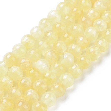 Electroplated Natural Yellow Selenite Beads Strands G-N328-025B-03-1-1