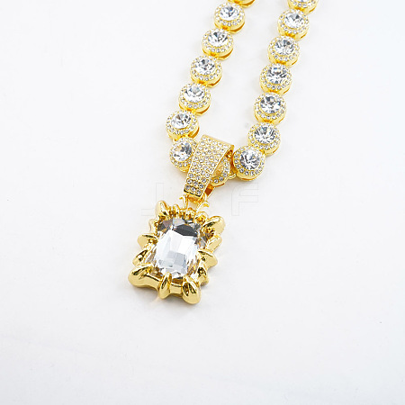 Alloy Rhinestone Rectangle Pendant Tennis Necklaces FS-WGF7BCB-03-1