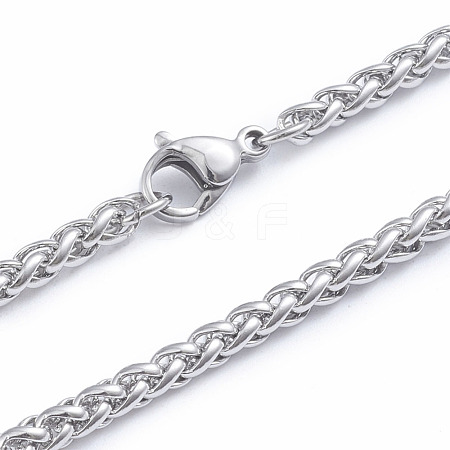 304 Stainless Steel Wheat Chain Necklaces NJEW-L173-015-P-1