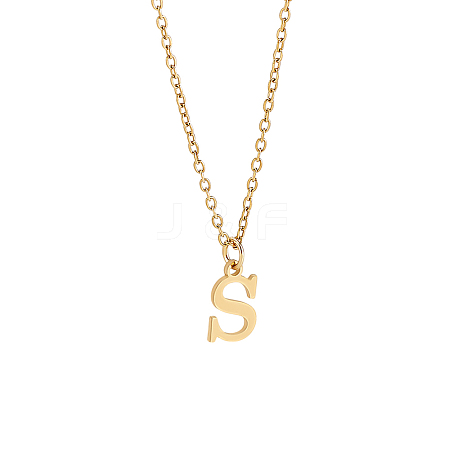 304 Stainless Steel Letter Pendant Necklaces NJEW-LP0001-53S-G-1