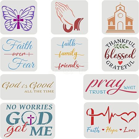 Religion Theme PET Drawing Painting Stencils Templates Sets DIY-WH0172-945-1