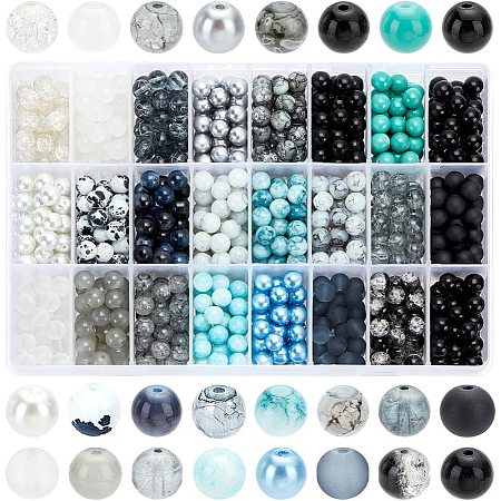 1080pcs 24 Style Glass Beads GLAA-PH0001-61-1
