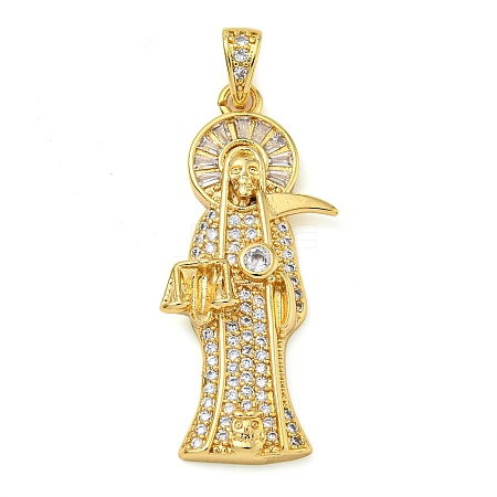 Rack Plating Brass Micro Pave Cubic Zirconia Pendants KK-Z063-09G-01-1