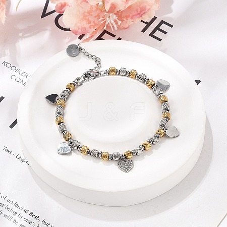 Punk Style 304 Stainless Steel Column Link Charm Bracelets for Women BJEW-C089-14GP-1