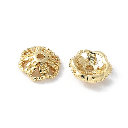 Flower Brass Bead Caps KK-F892-34G-10-1