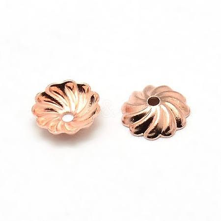 Brass Flower Bead Caps KK-O043-02RG-1