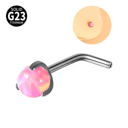 G23 Titanium & Imitation Opal L-Shaped Nose Rings WG62851-09-1