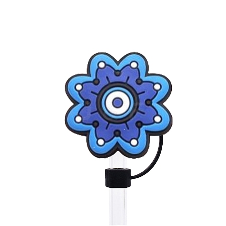 Blue Evil Eye Silicone Cartoon Style Dustproof Straw Cap PW-WG46E63-04-1