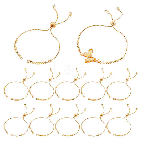 12Pcs Brass Beaded Slider Bracelets MAK-GA0001-02-1