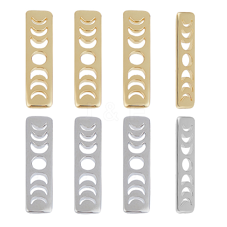 8Pcs 2 Colors Brass Moon Phase Bar Pendants KK-DC0004-23-1