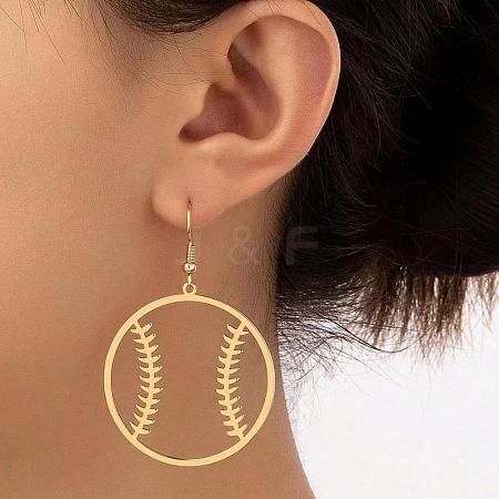 Brass & Iron Baseball Dangle Earrings for Women WG2115E-01-1