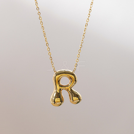 Brass Chunky Initial Pendant Necklaces WG97A63-18-1