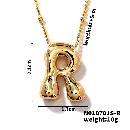 Simple and Stylish Brass Letter Pendant Satellite Chain Necklaces for Women Men GF2554-18-1