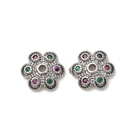 Brass Cubic Zirconia Bead Caps ZIRC-L105-03B-P-1
