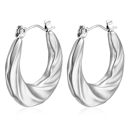 Cross-border European and American Fashion Twisted Spiral Irregular Stainless Steel Hoop Earrings PW-WG801D8-02-1