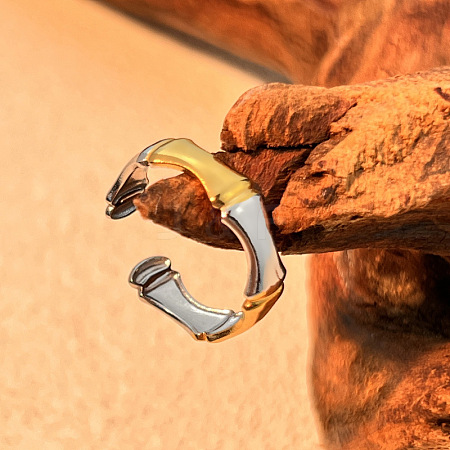 Bamboo Joint 304 Stainless Steel Cuff Rings RJEW-S626-06GP-A-1
