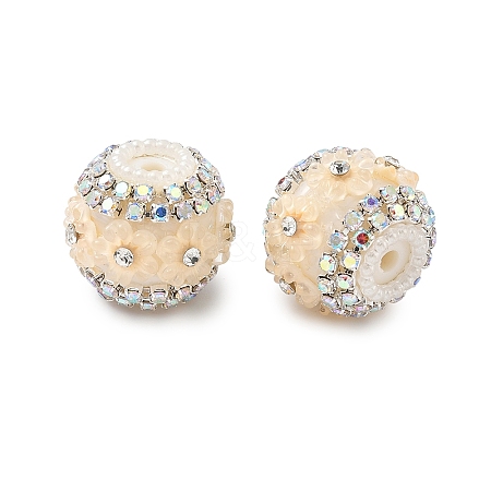 Bling Resin Rhinestone Flower Beads OACR-D310-01P-C-1