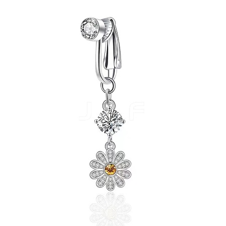 Brass Pave Clear Cubic Zirconia Clip on Belly Rings FS-WG683DA-03-1