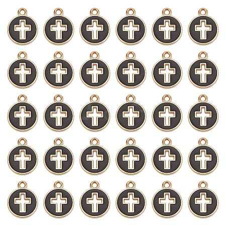 100Pcs Light Gold Plated Alloy Enamel Pendants ENAM-AR0001-75-1