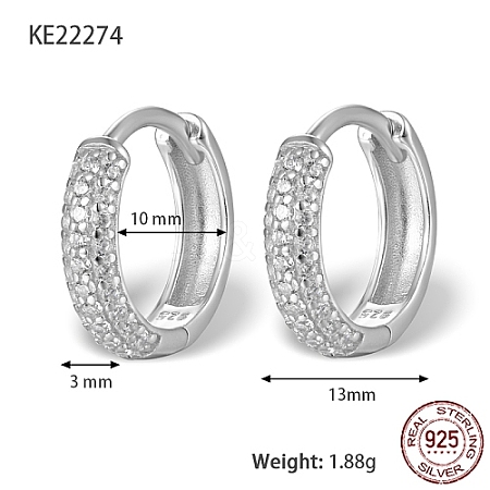 Anti-Tarnish Rhodium Plated 925 Sterling Sliver Micro Pave Cubic Zirconia Hoop Earrings DV9304-3-1