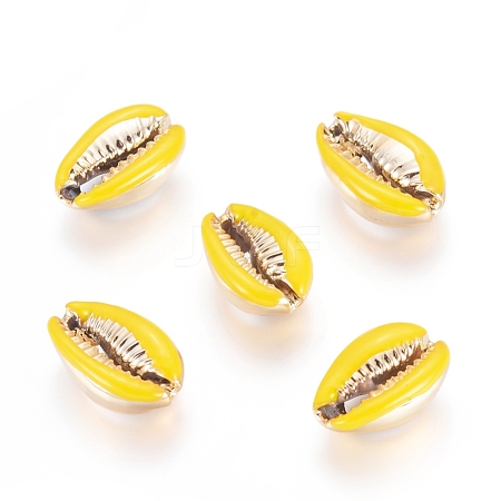 Electroplated Cowrie Shell Beads BSHE-G019-01G-I-1