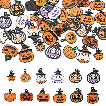 36Pcs 12 Styles Halloween Alloy Enamel Pendants ENAM-TA0003-51-1