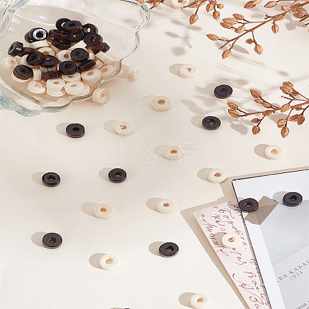 160Pcs 2 Colors Wood Beads WOOD-LP0001-25-1