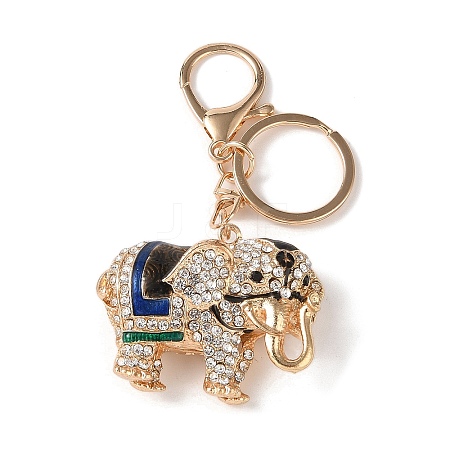 Elephant Zinc Alloy Enamel with Rhinestone Pendant Keychain KEYC-G061-01C-1