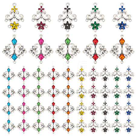   50Pcs 10 Style Alloy Enamel Chandelier Component Links ENAM-PH0002-59-1