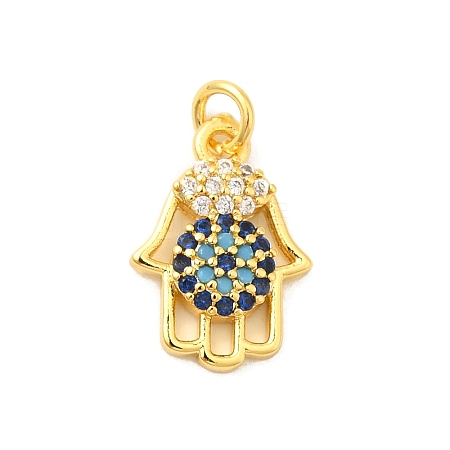 Real 18K Gold Plated Rack Plating Brass Micro Pave Cubic Zirconia Pendants Charms KK-S396-01J-1