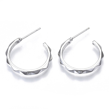 Brass Half Hoop Earrings KK-N232-109P-NF-1