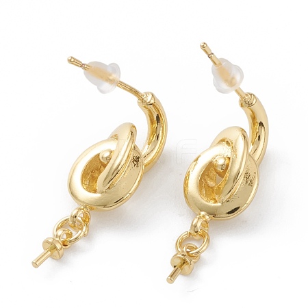 Brass Stud Earring Findings EJEW-A056-27G-1